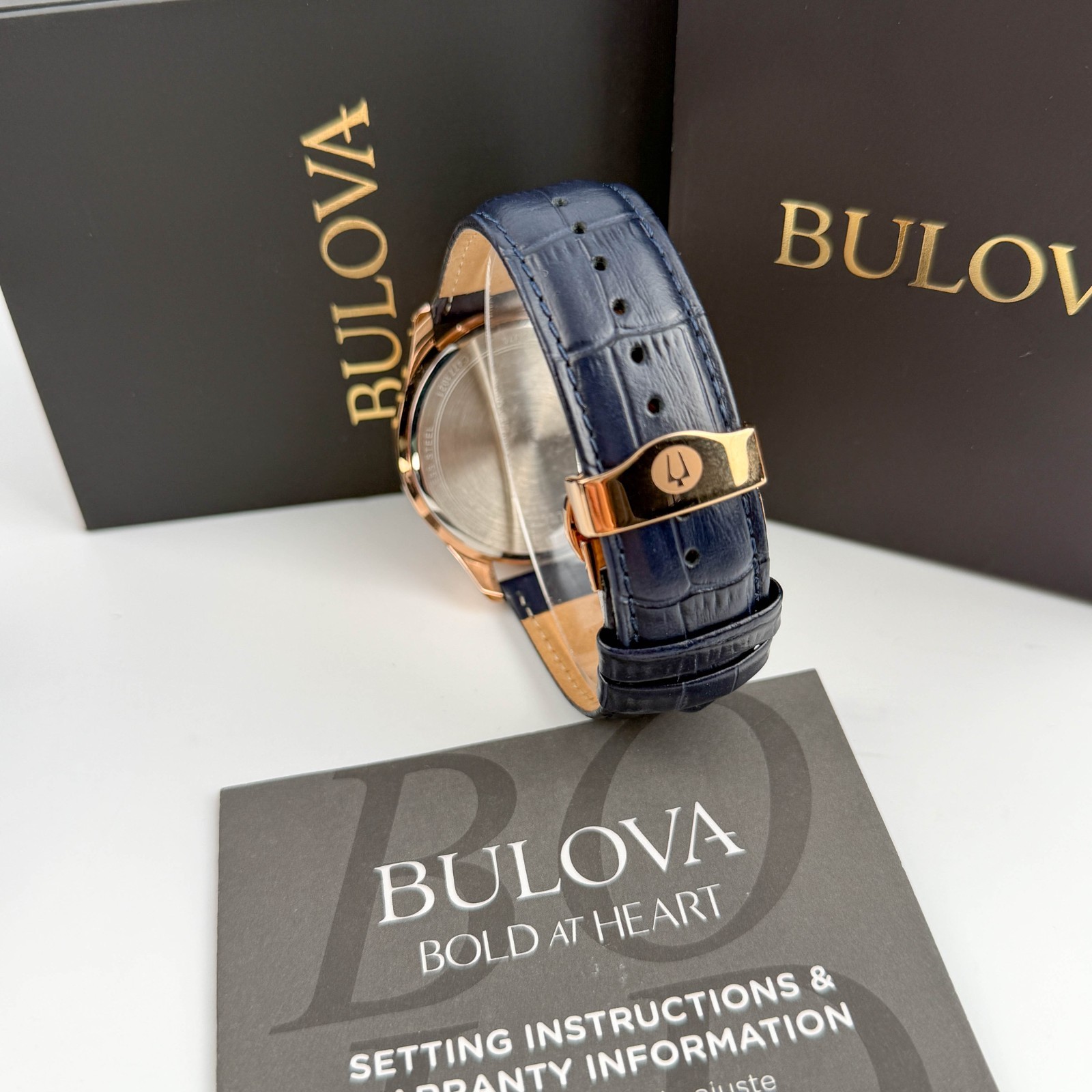 Bulova Classic 97B170 Wilton Blue Dial Chrono Leather Strap Men’s Watch 46mm