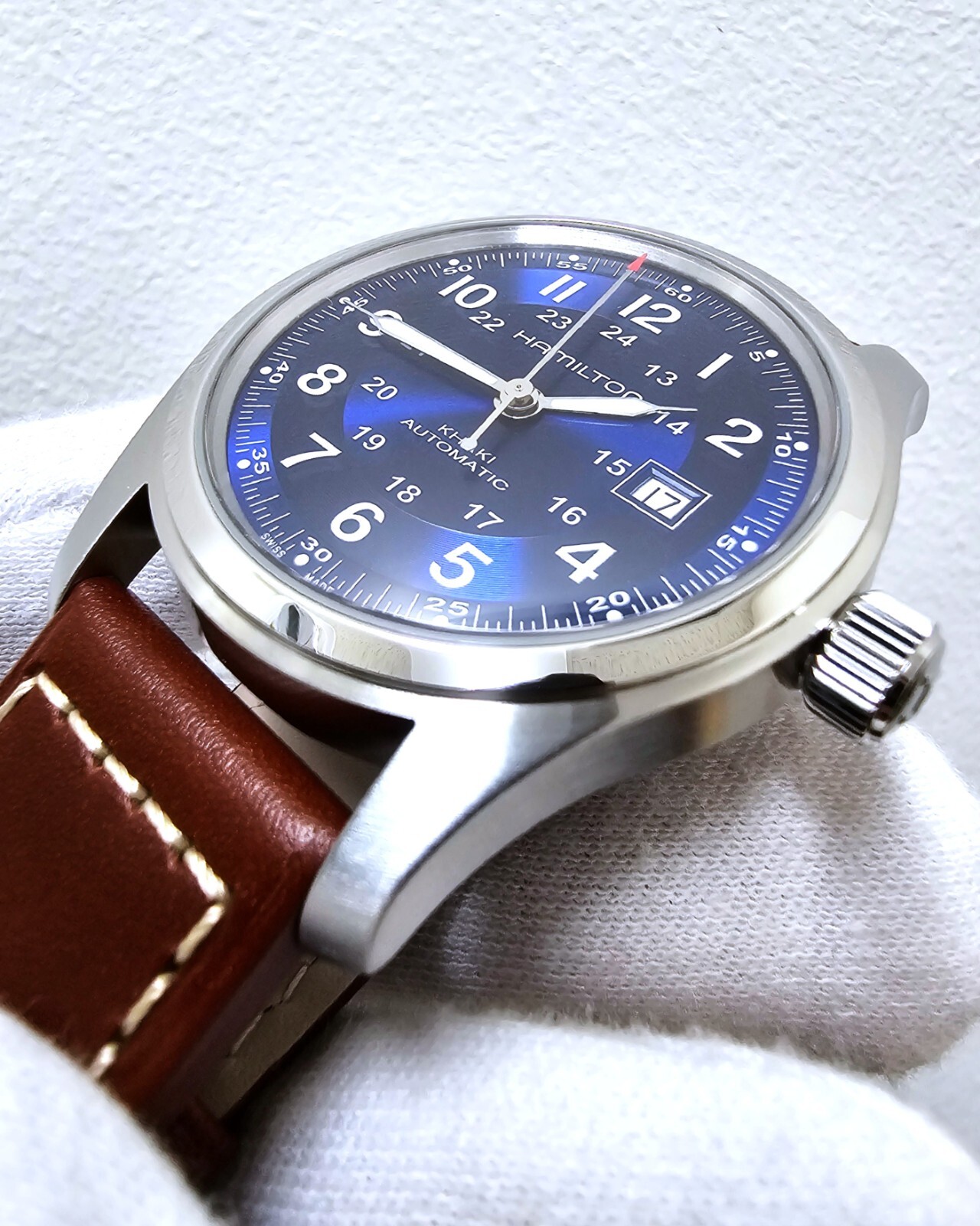 Hamilton Khaki Field Automatic 42mm Blue Dial Leather Men’s Watch H70605540