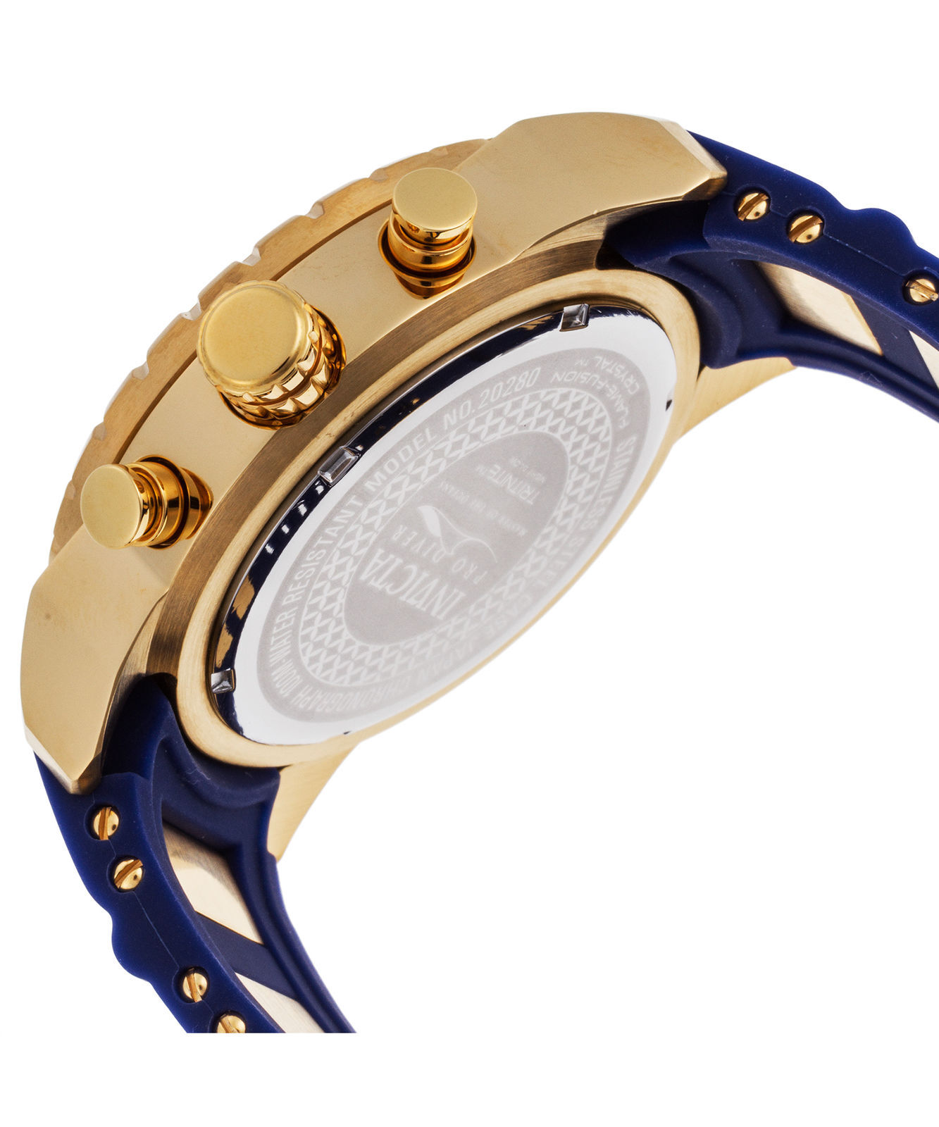 Invicta Men’s Pro Diver Quartz Chronograph Blue & Gold Polyurethane Watch 20280