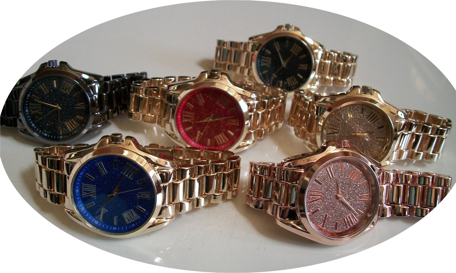 Men’s red, blue, green, gold, black glitter dial fashion party hip hop watch