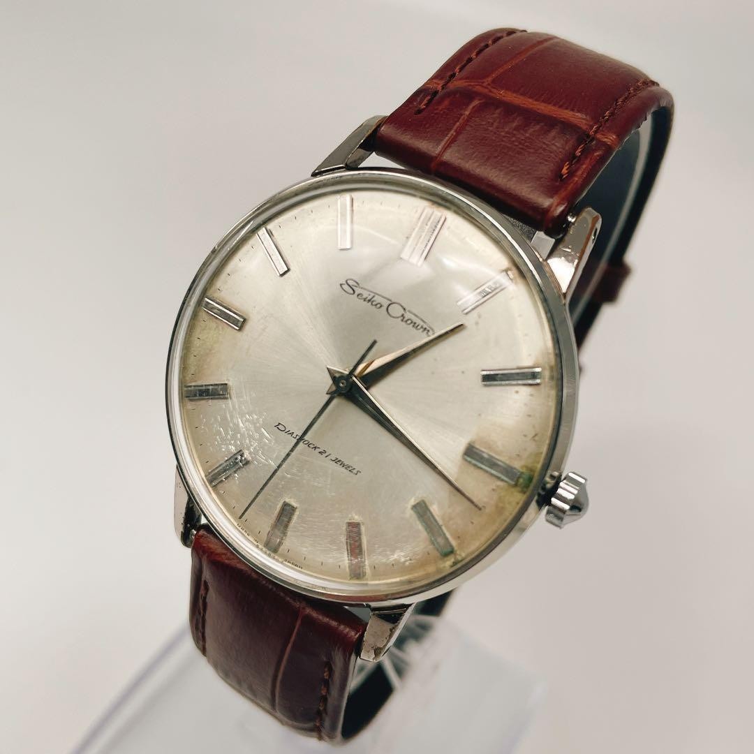 Working Seiko Crown Manual Wind Watch Silver Vintage SEIKO Men’s