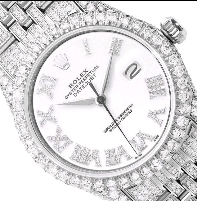 Rolex Datejust Oyster Perpetual Auto Diamond Bezel White Roman Dial Jubilee