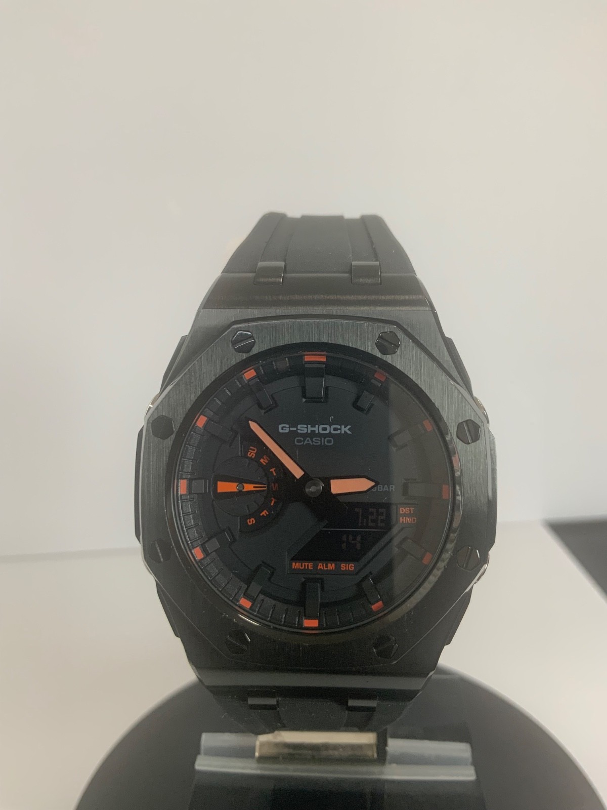 Custom GShock GA2100 Casioak rubber strap Black & Black