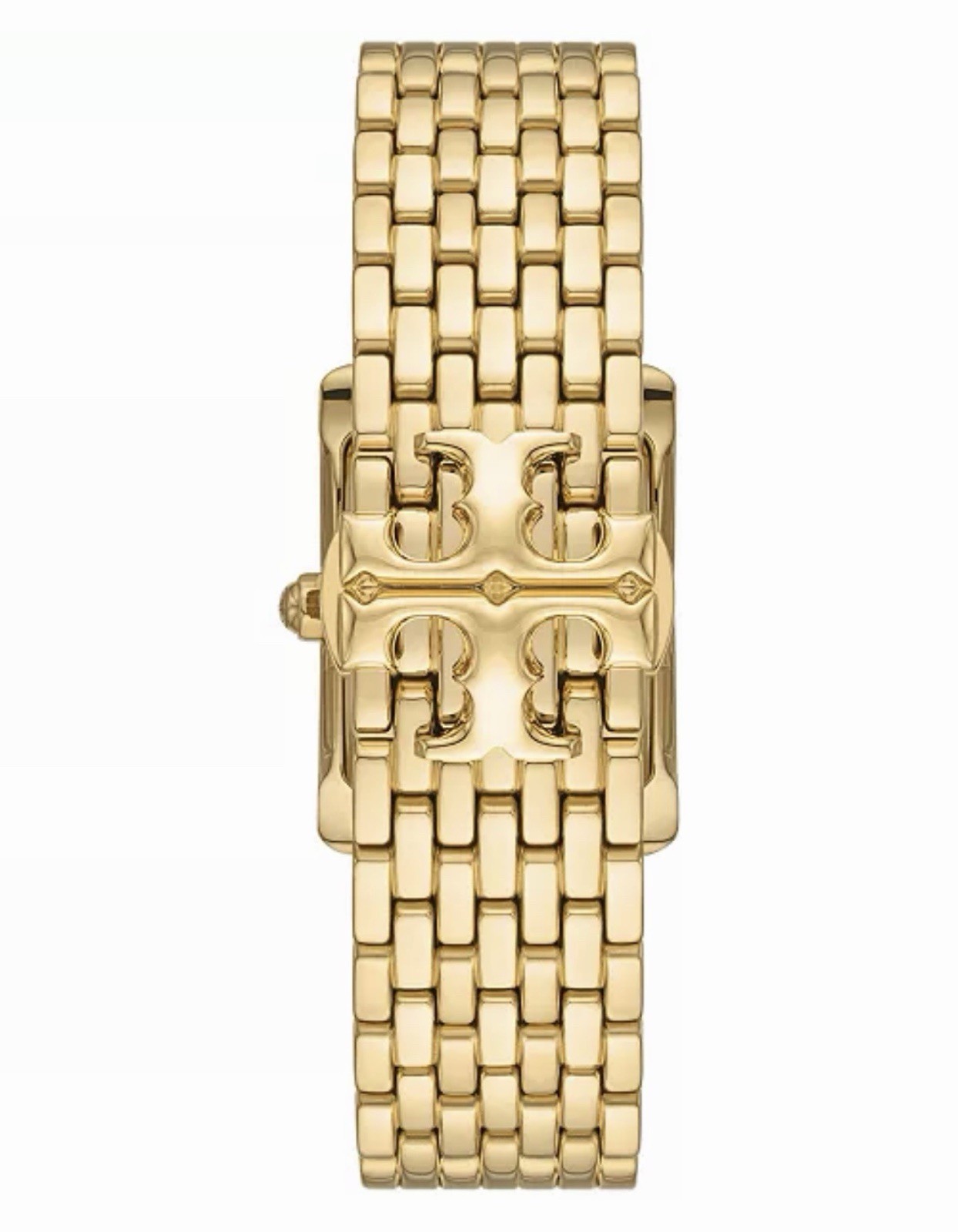 Tory Burch Rectangle Quartz Analog Watch Gold-Tone Bracelet White Dial Box