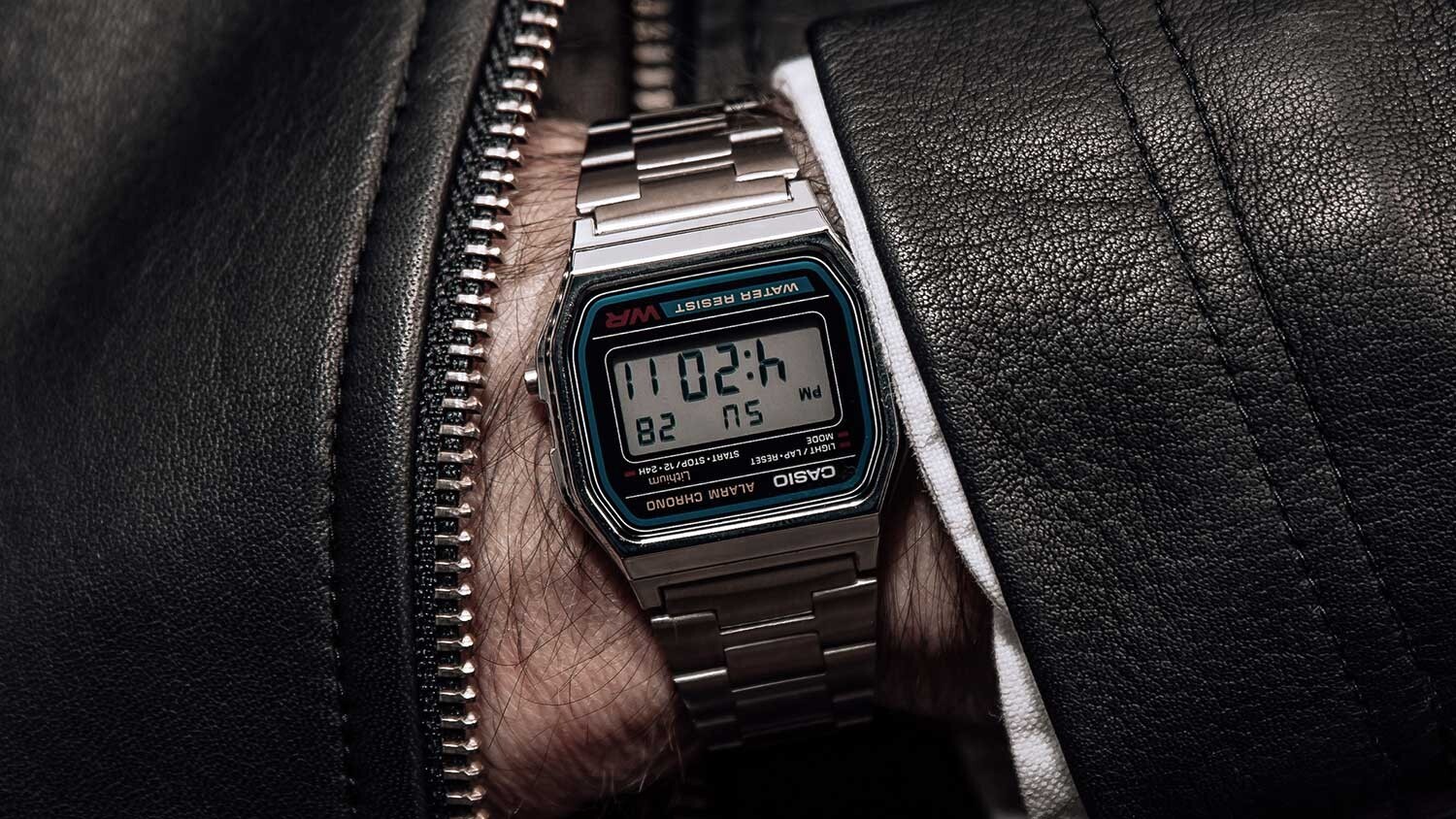 Casio A158WA-1, 7 Year Battery Classic Chronograph Watch, Alarm, Date, NEW