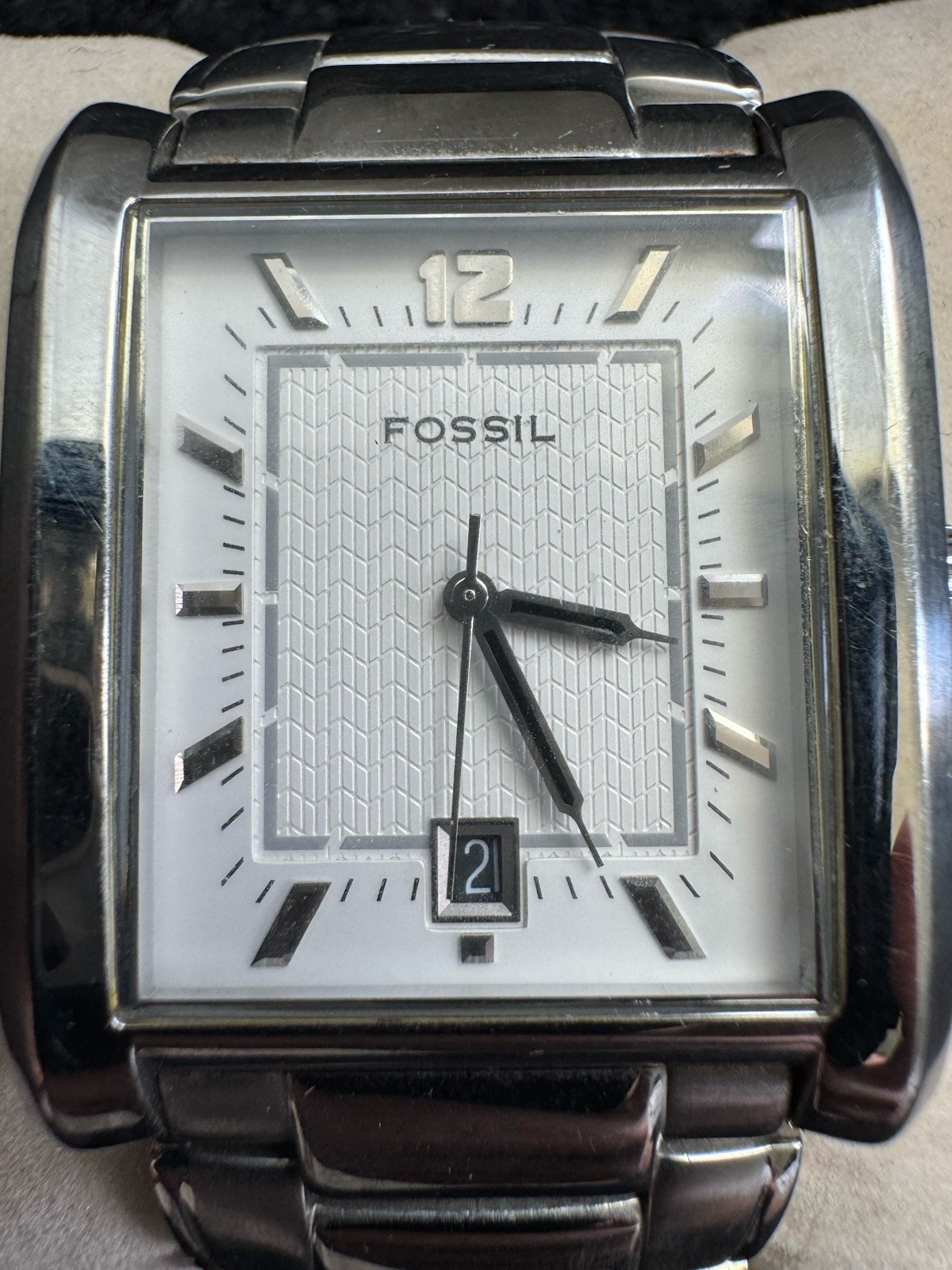 Fossil Arkitekt FS4152 Men’s Stainless Steel Quartz Watch New Battery Working