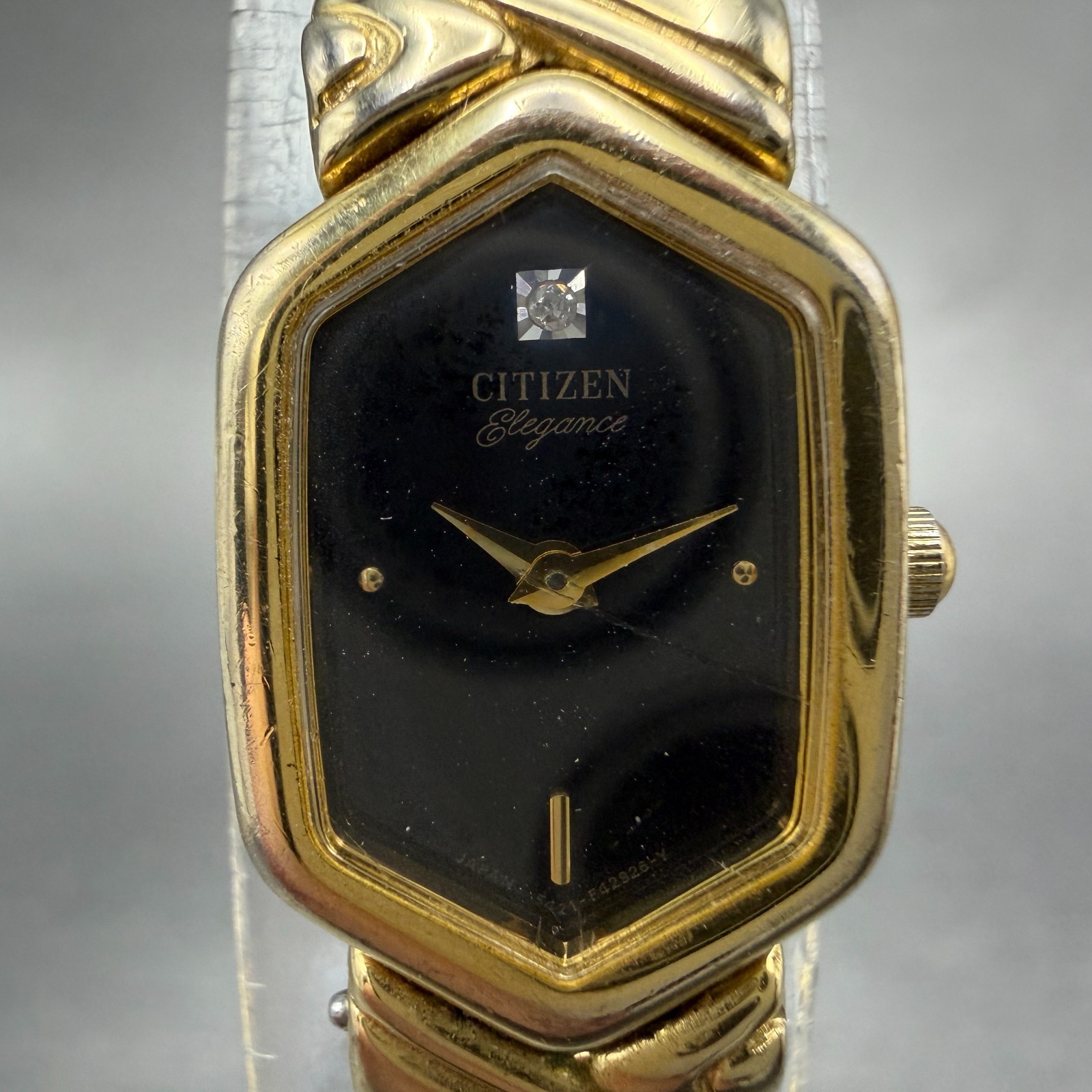 Citizen Elegance Watch Women 14mm Black Dial gold Tone 5421-F42627 New Battery
