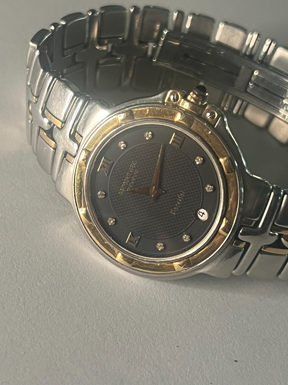 Raymond Weil Parsifal 9190 Two‑Tone Black Dial Swiss Quartz Men’s Watch Box