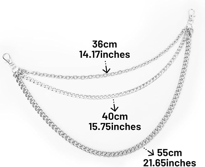 Fensong 3-Layer Wallet Chain, Chains for Men, common practice, silvery