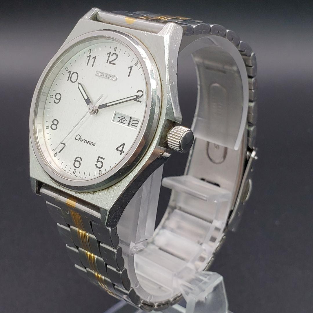 Seiko Chronos New Battery Date Silver Gold Men’s Vintage