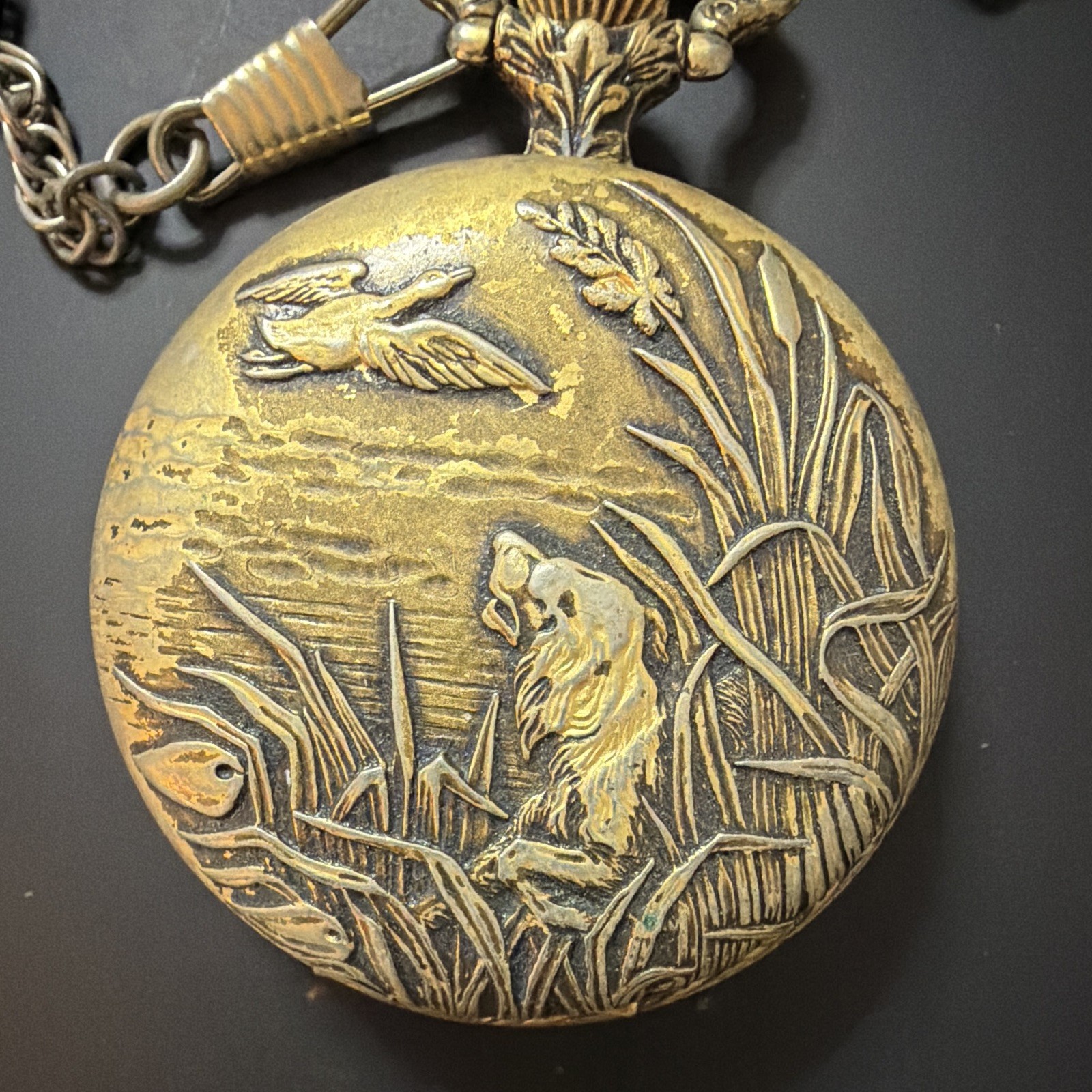 Geneva 17 Jewel Manual Full Hunter Shock-Resistant Pocket Watch w/ Chain