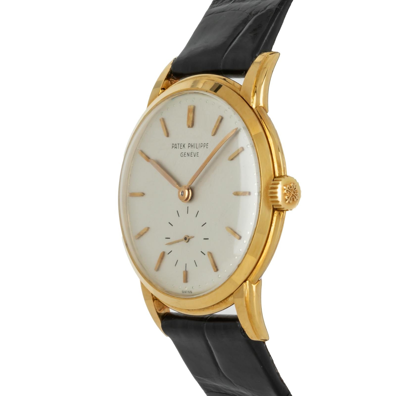 Patek Philippe Calatrava Yellow Gold Manual White Strap 32mm Watch 2484J