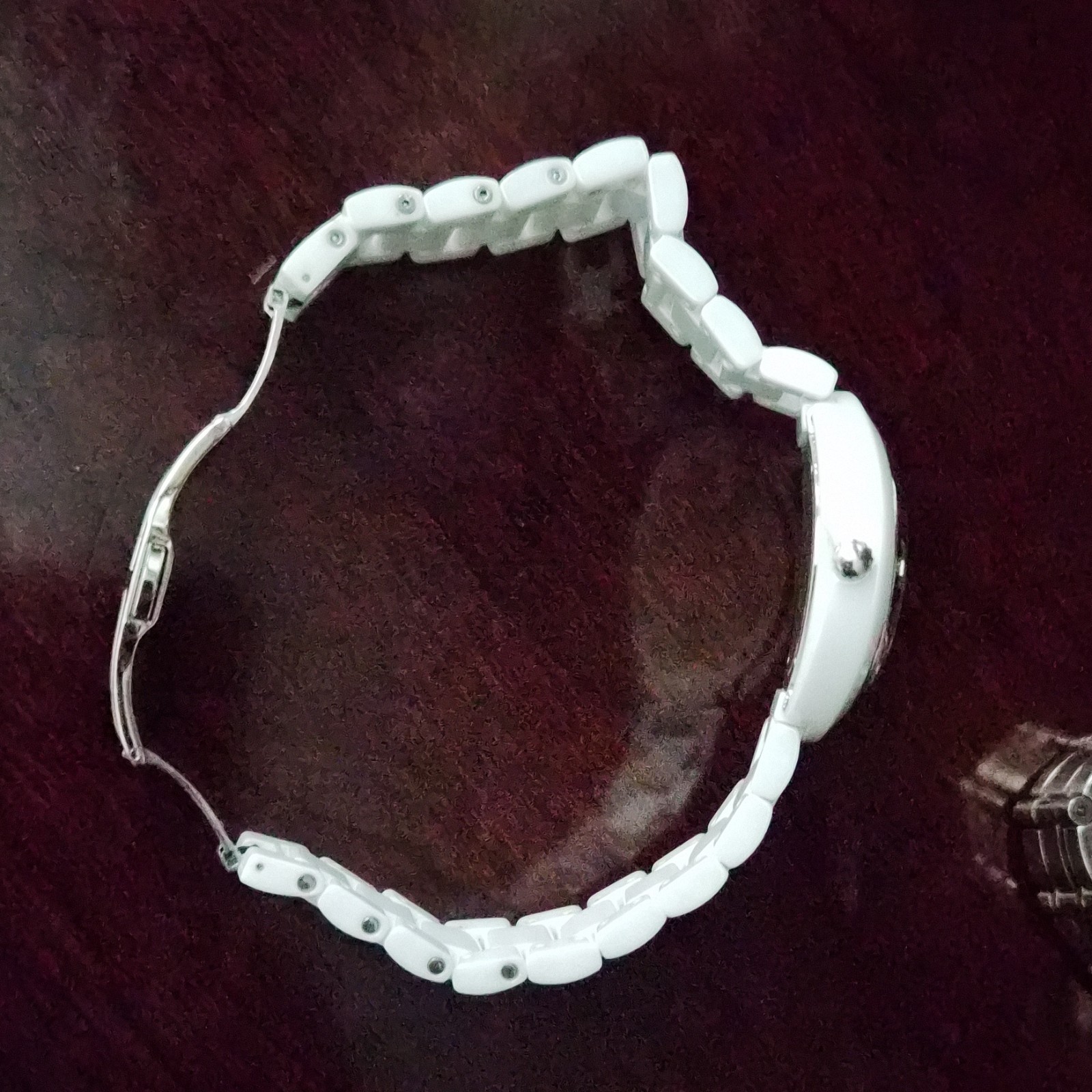 Oniss Quartz Mother-of-Pearl Dial Day/Date White Ceramic Bracelet Watch
