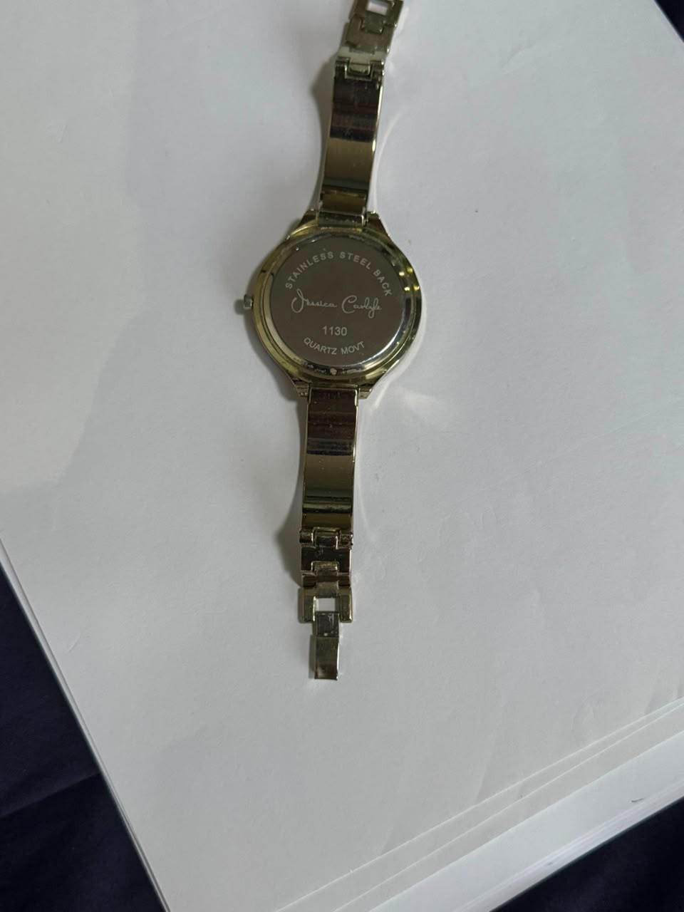 Jessica Carlyle Ladies Quartz Crystal Accent Gold Tone Bracelet Watch 1130