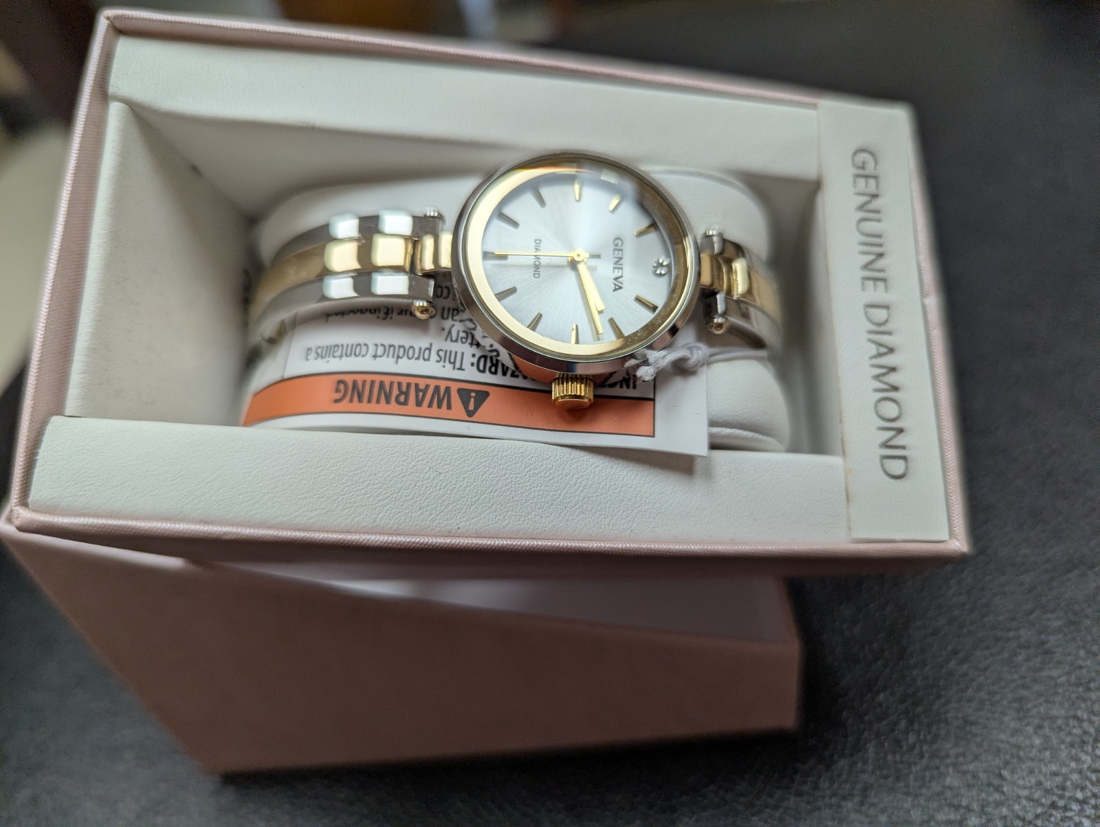 Women’s Geneva Genuine Diamond Collection Gold & Silvertone Fashion Watch NIP