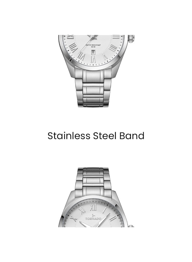 Tornado Celestia Classic Men’s Analog Watch | White Dial, 42mm, 100 m (10 ATM)