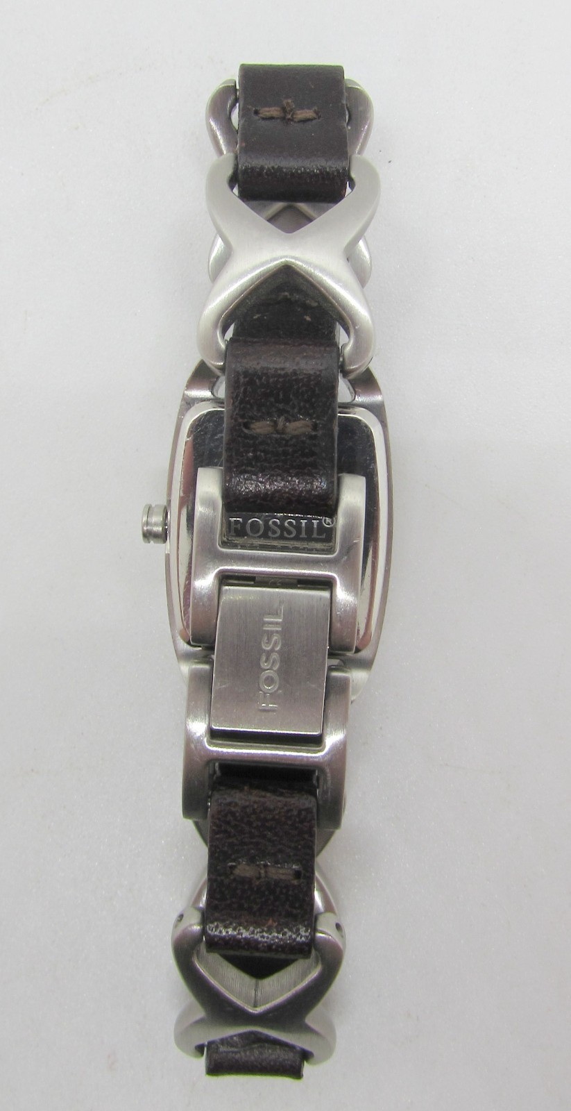 FOSSIL ES-1645 STAINLESS STEEL & LEATHER QUARTZ 17MM WRIST WATCH