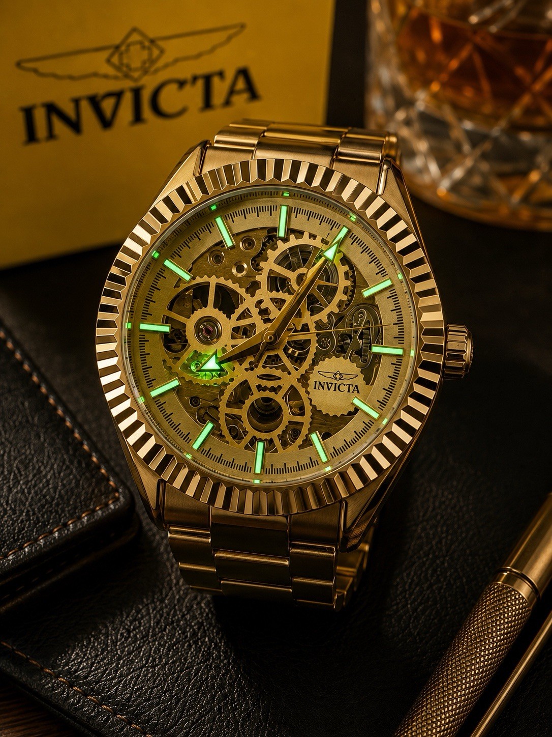 Invicta Objet D Art AUTOMATIC Men’s Watch Gold Tone Skeletonized Dial 43mm 69752
