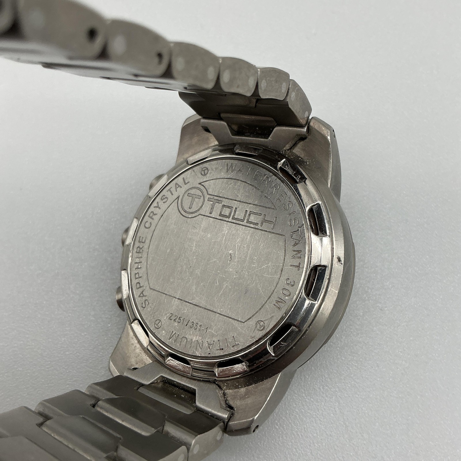 Tissot T-Touch Mens Watch 40mm Black Dial Titanium Bracelet New Battery 7.5″