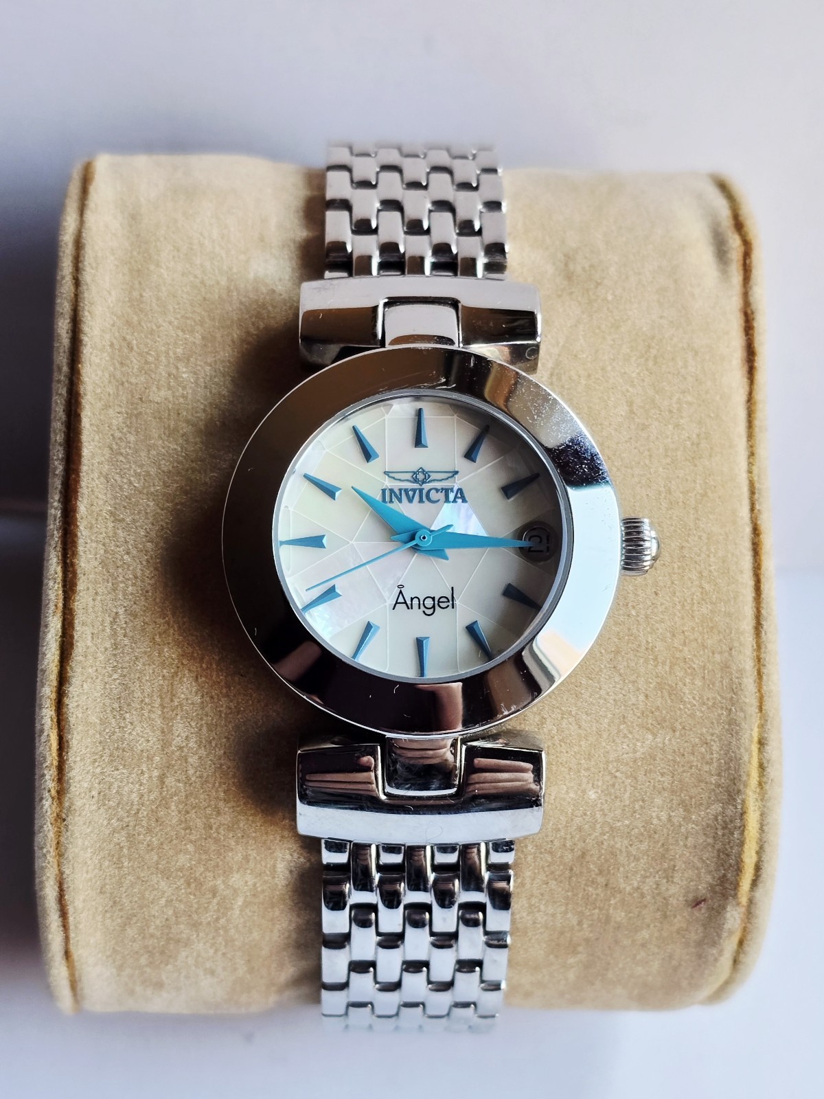 Invicta Angel Watch 15869 Mosaic Face, Silver Color, Blue Hands & Indices Runs