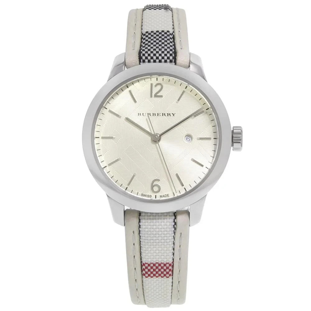 Burberry BU10113 The Classic Quartz Women’s Watch 32mm Check Leather Strap