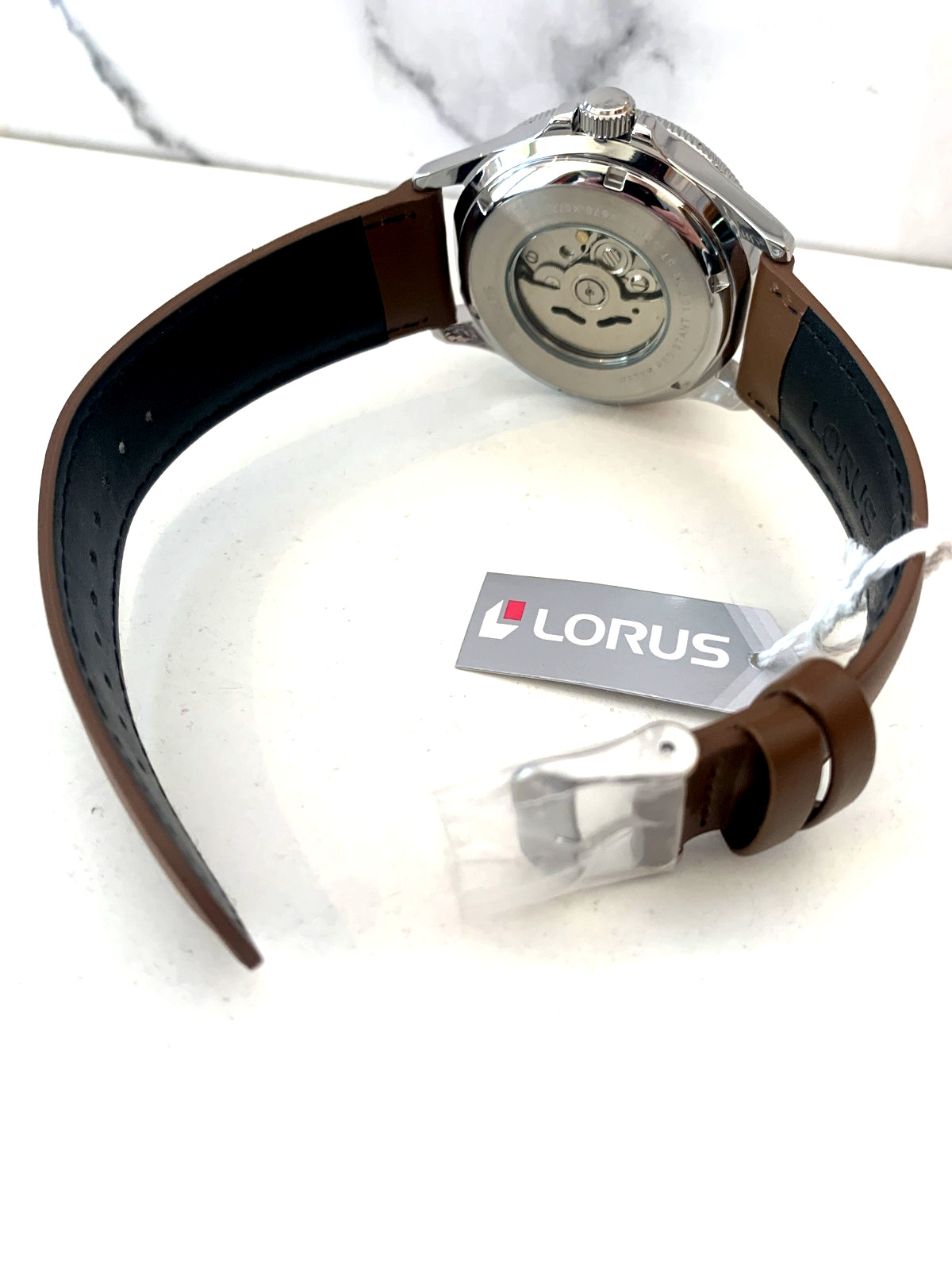 Lorus mens automatic sports watch with brown leather strap. RL469BX