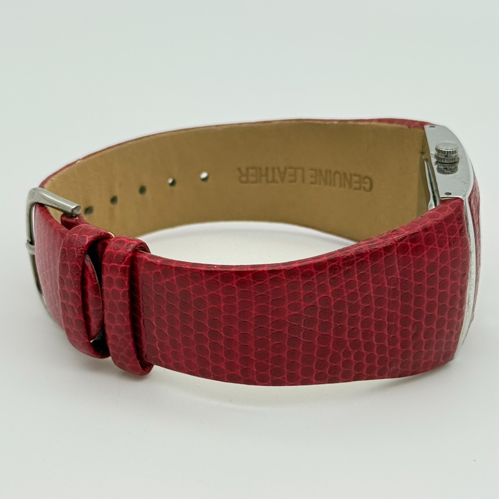 JOAN RIVERS Classics Collection Silver Tone Watch, Red Pebbled Leather, 31mm