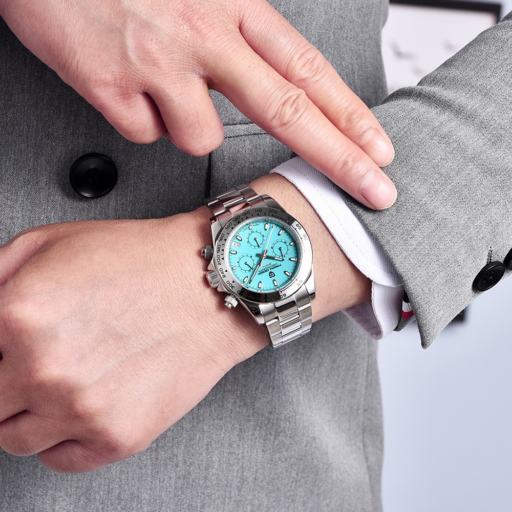 PAGANI DESIGN 40MM Men’s Chronograph Quartz Watch Date Stainless Steel Bracelet