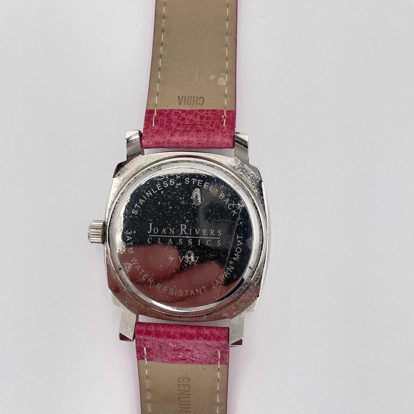 Joan Rivers Classics Watch Womens Pink Dial Leather Strap Quartz Japan Movt