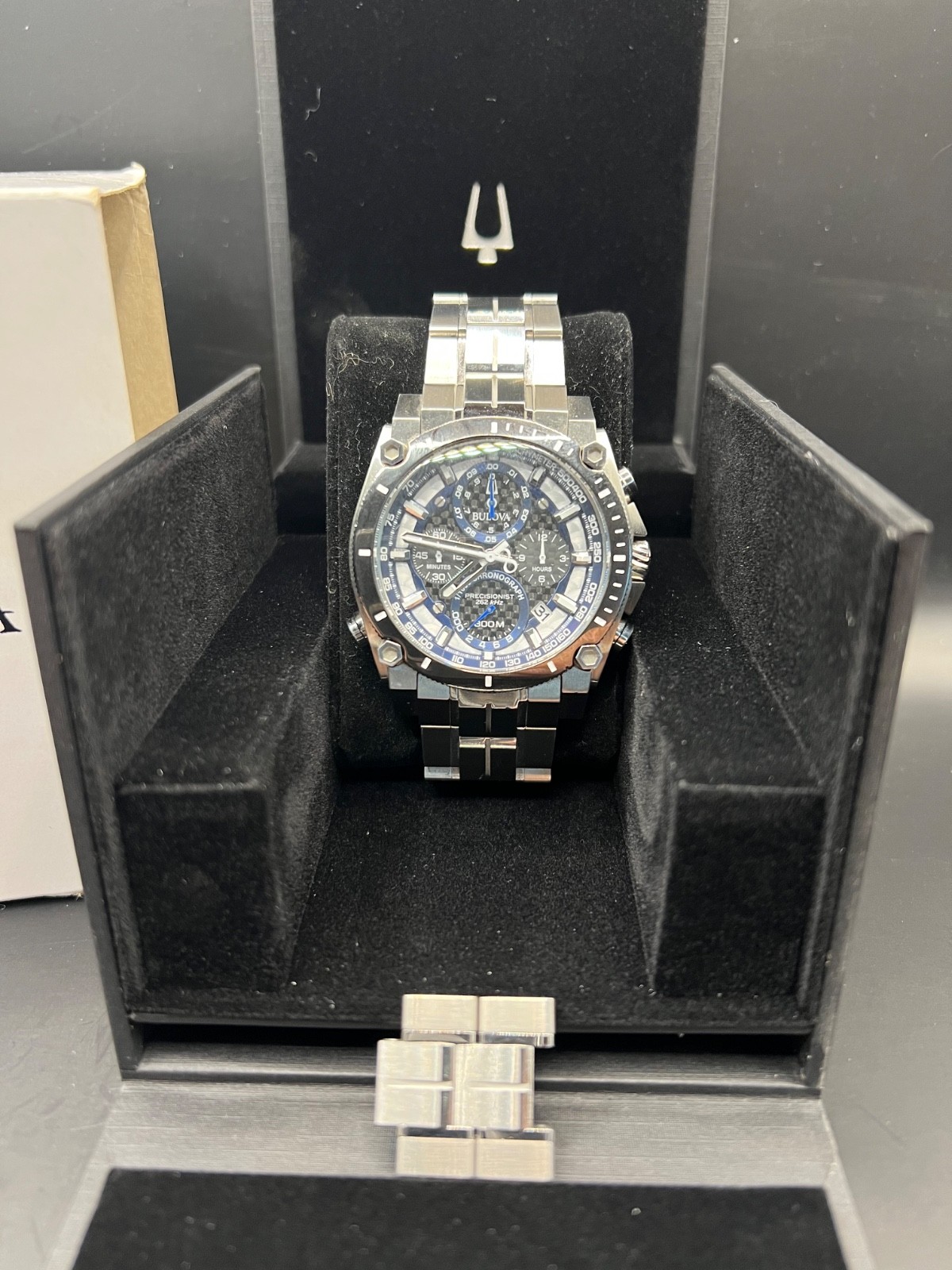 Bulova Precisionist Men’s Chronograph Silver Steel 30ATM 47mm Watch 98B316