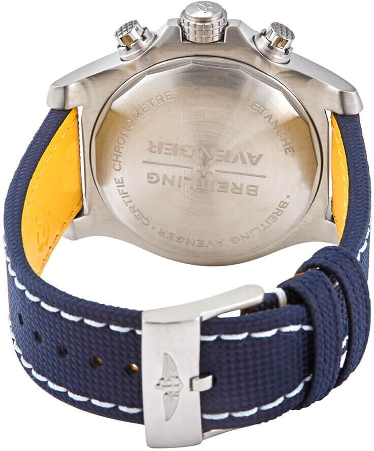 Breitling Mens Avenger Chronograph Blue Dial Automatic New Watch Tang Buckle