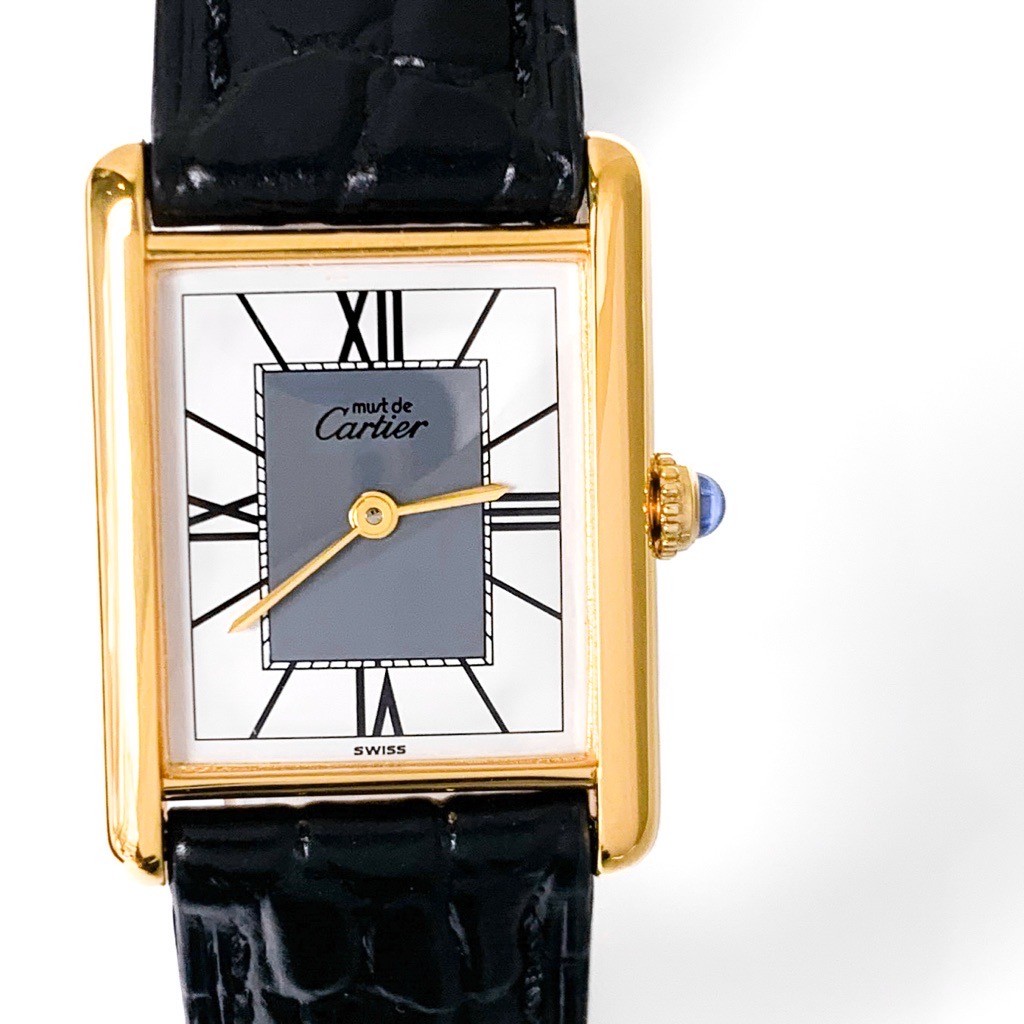 CARTIER Must Tank LM Center Gray Roman Dial Gold mens Watches Watch