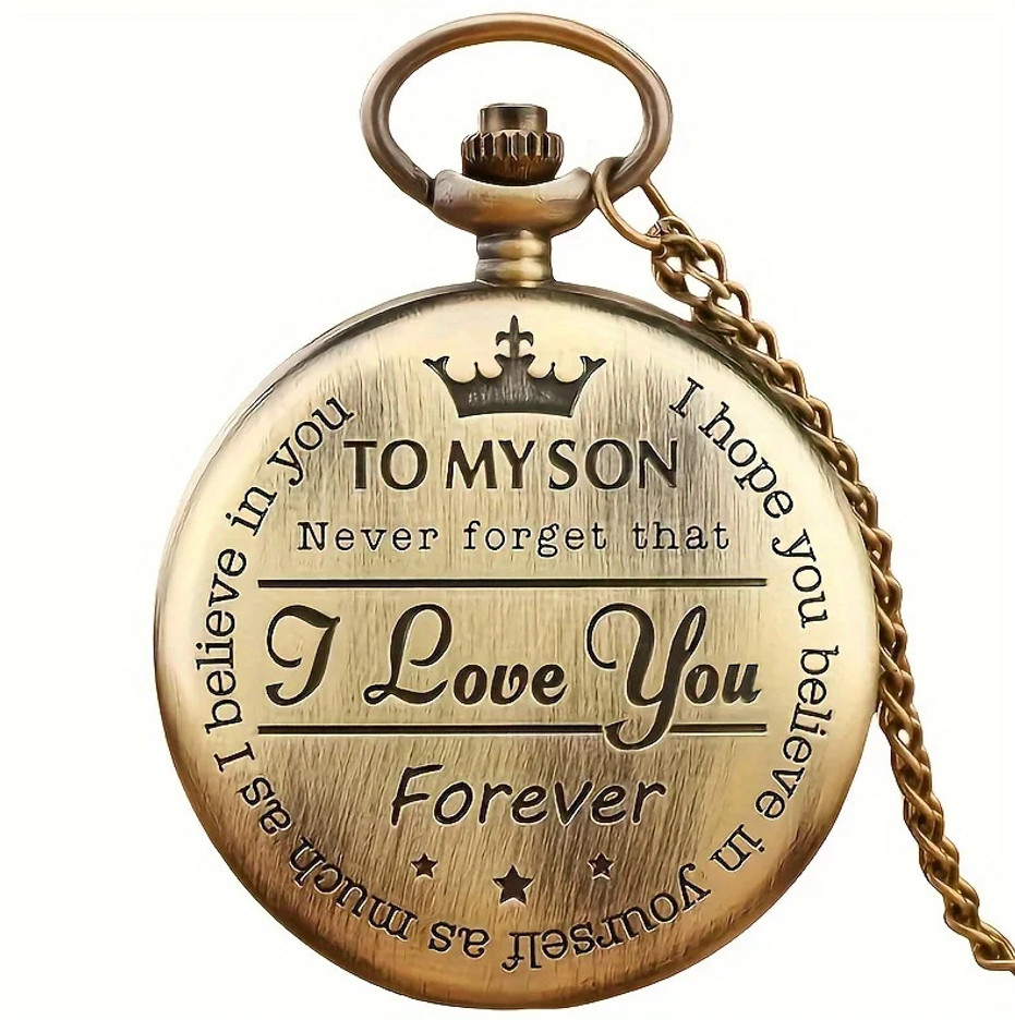 “TO MY SON/ DAUGHTER/ DAD” Quartz Pocket Chain Watch