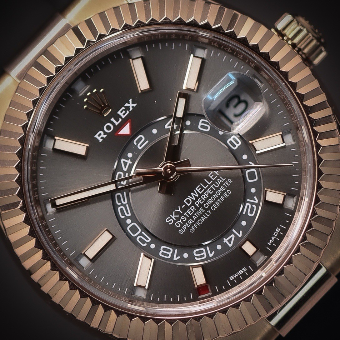 ROLEX Sky-Dweller “Slate” 18k Everose Gold & Oysterflex | 326235 | Full Set