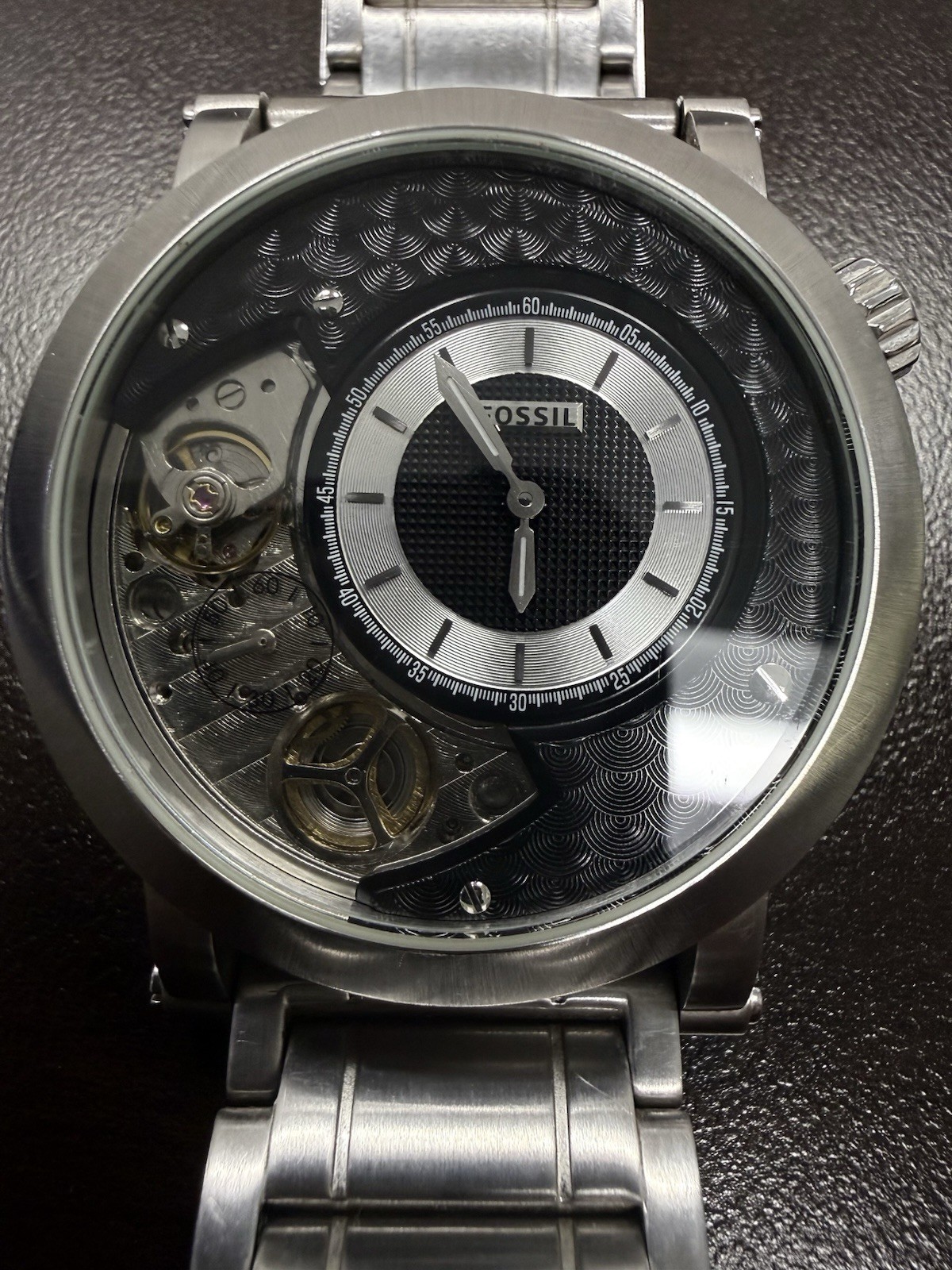 Fossil Twist Arkitekt Men’s Automatic Skeleton Watch Stainless Steel 45mm ME1071
