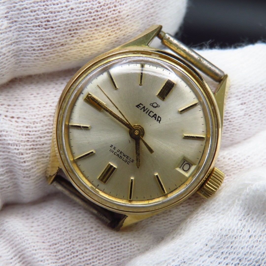 ENICAR ULTRASONIC Hand Wound Watch Date 25JEWELS
