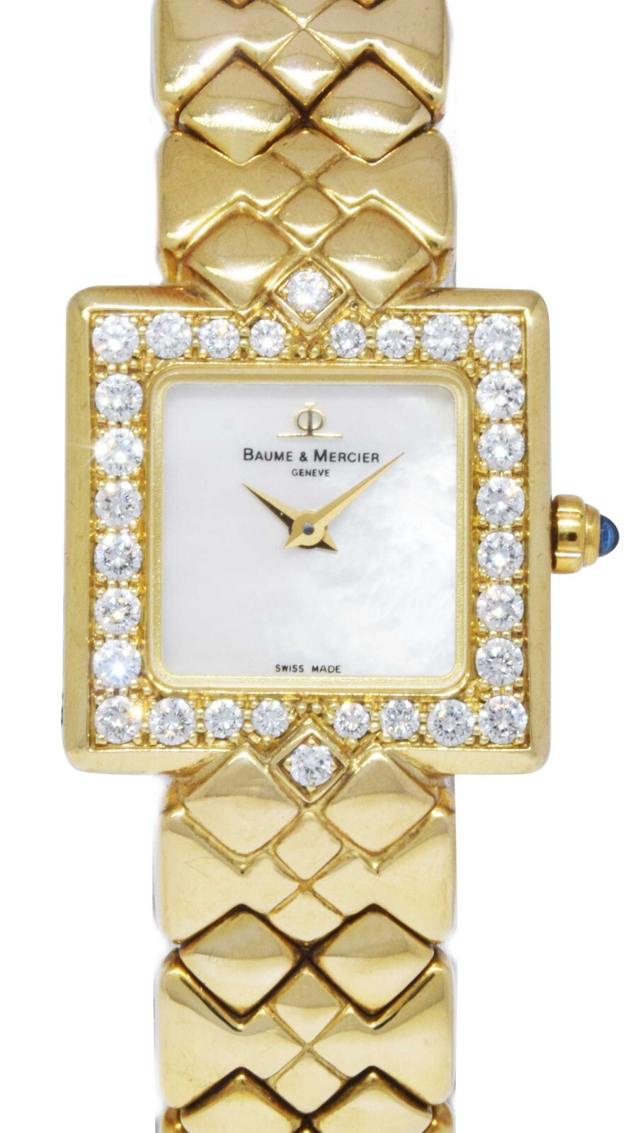 Baume & Mercier Dress 18k YG /Diamond White MOP Dial Ladies Quartz Box MV035078