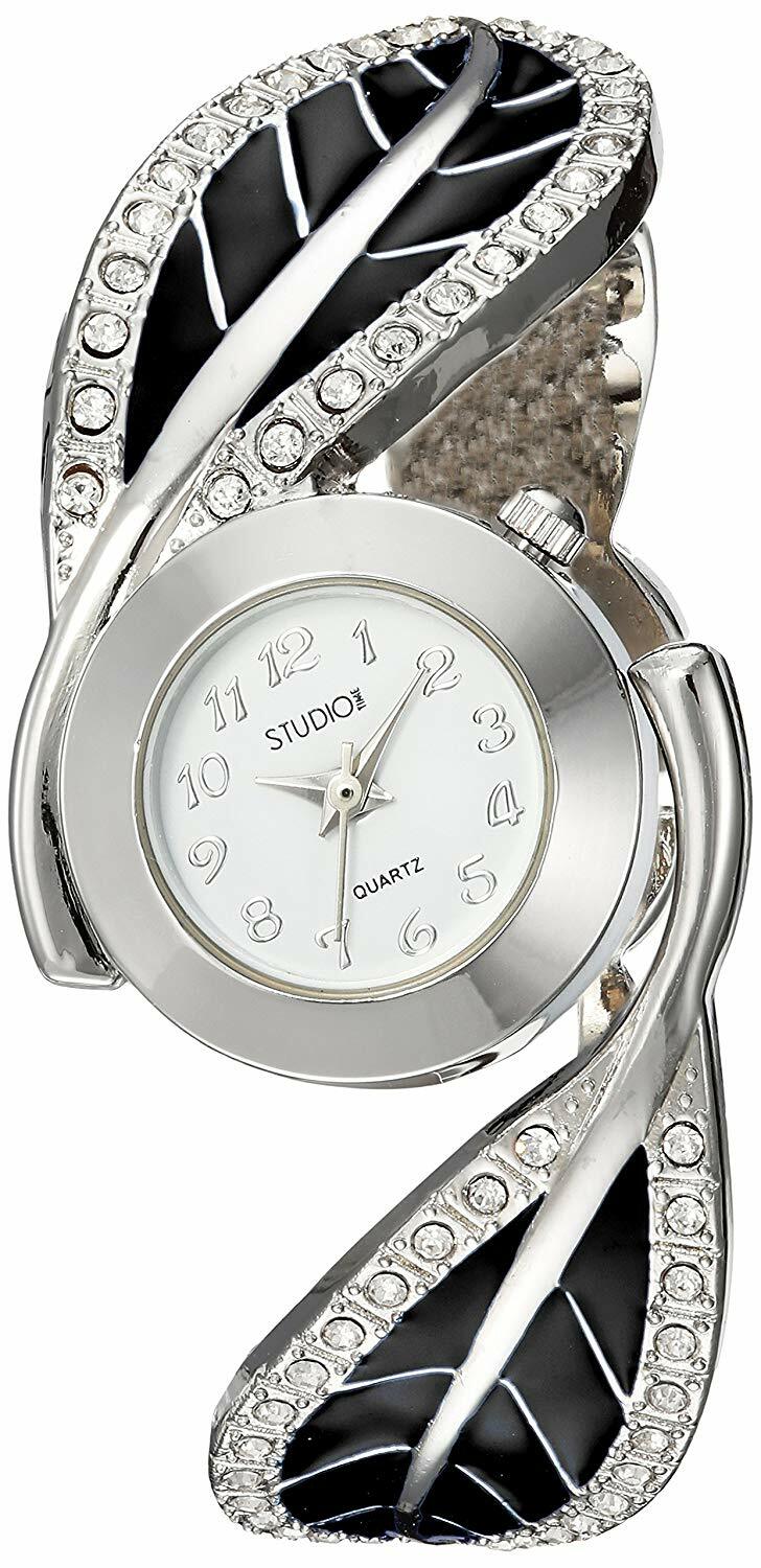STUDIO Women’s Quartz Metal Casual BANGLE Watch, Silver-Toned STD3742T