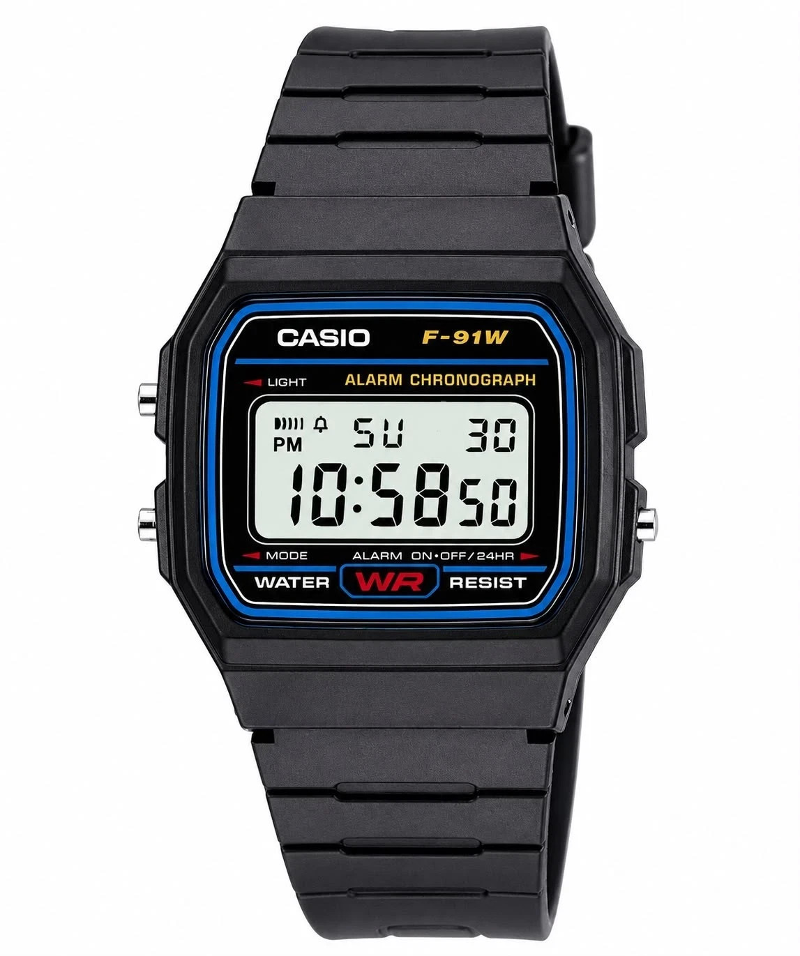 Casio F-91W Digital Watch Black Resin Strap Water Resistant, Alarm, Timer