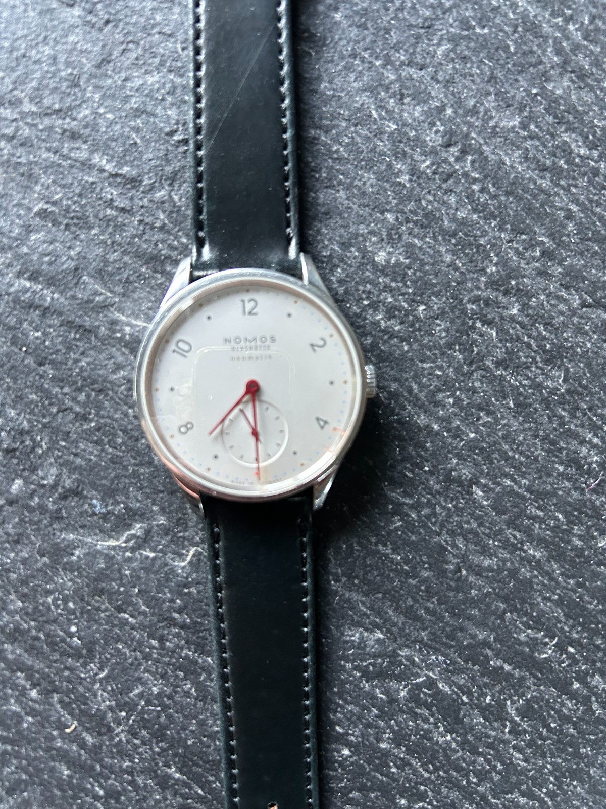 NOMOS Minimatik 1203/3413 automatic with papers and new authentic strap, 35.5mm