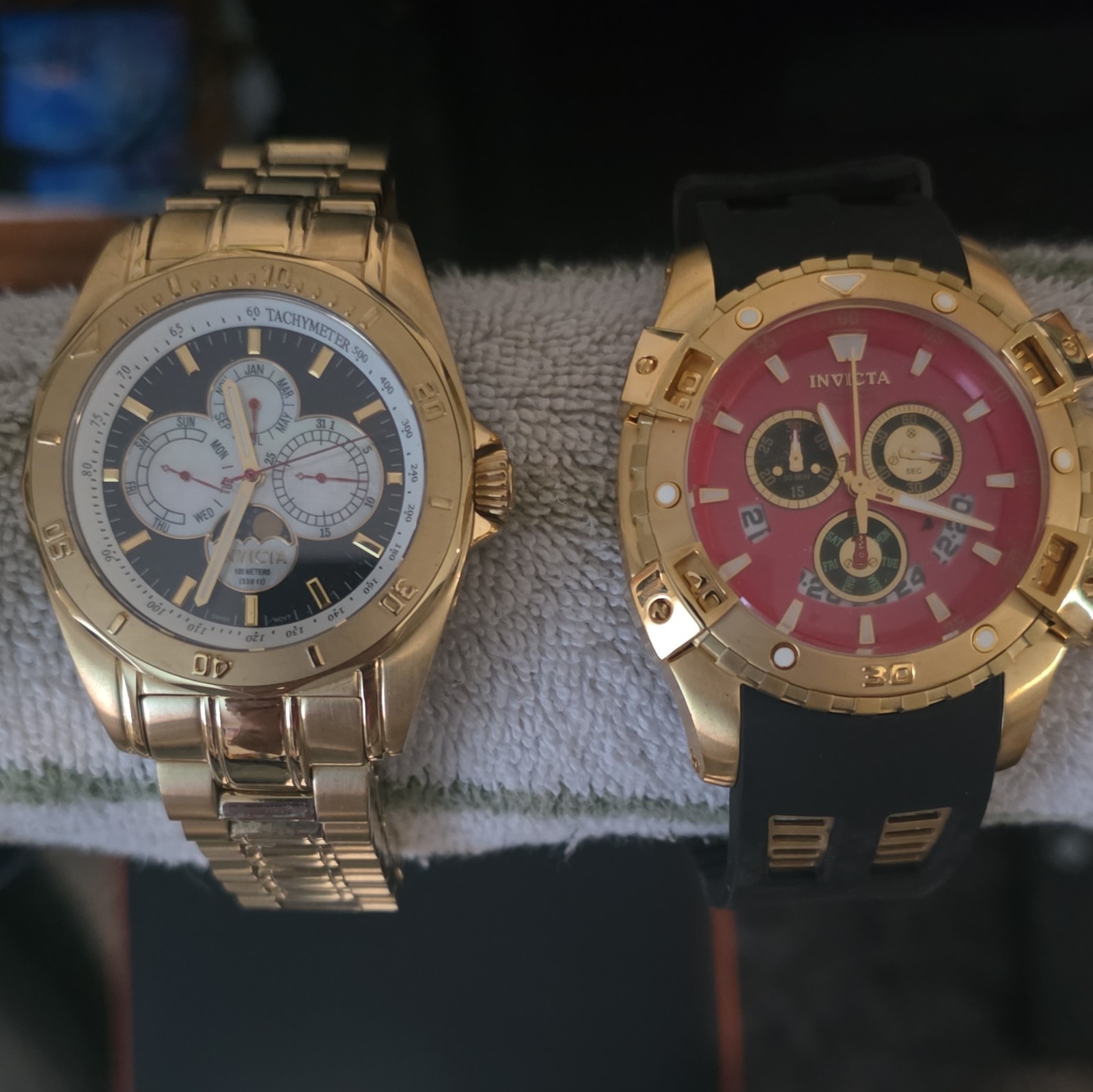 Invicta Men’s Quartz Chronograph Tachymeter Wristwatch Lot of 4 Mixed Bands