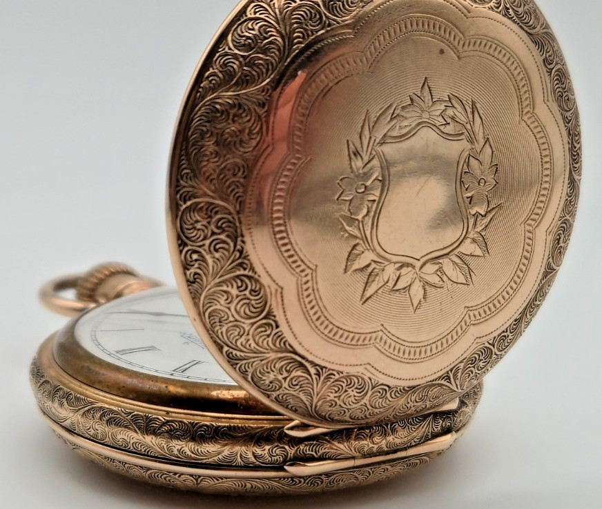 Antique 1889 Elgin 6s Hunter Pocket Watch GF America Case Grade 95 Model 1 RUNS