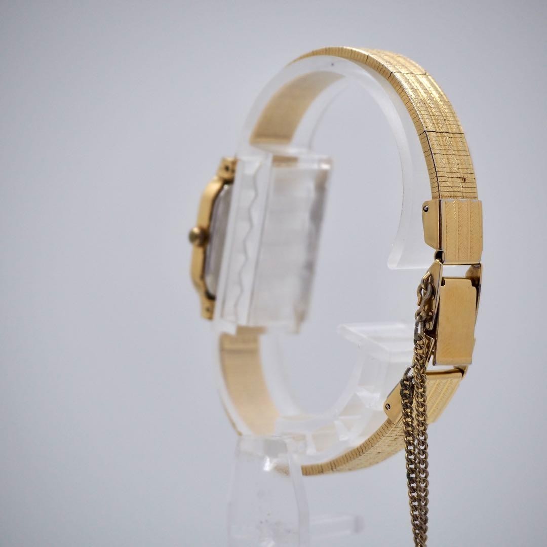 492 Running SEIKO Watch Square Gold 6P Diamond Vintage