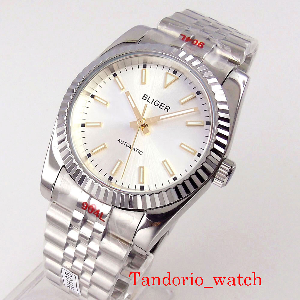 Bliger 36mm/39mm NH35A PT5000 Automatic Mens Watch Sapphire Crystal Fluted Bezel