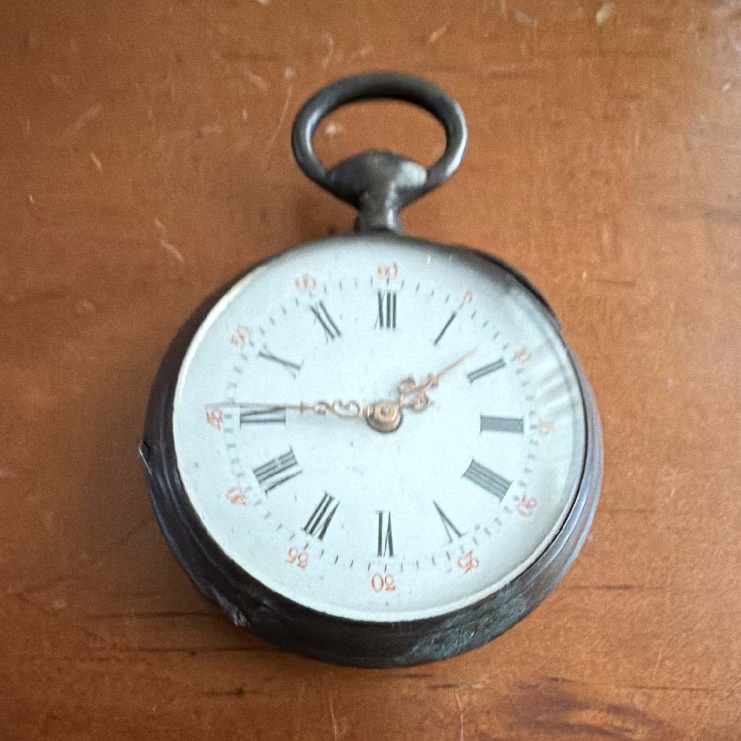 Antique Full Hunter Silver Pocket Watch White Roman Dial Manual Mechanical 15J