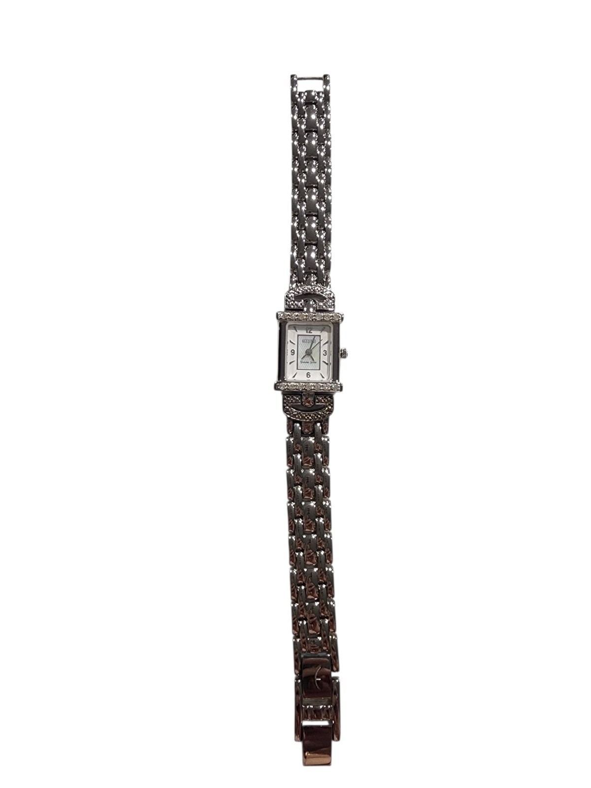 Ecclissi .925 Sterling Silver & Diamond Bezel Womens Watch 32375 – 7.25″ L As Is