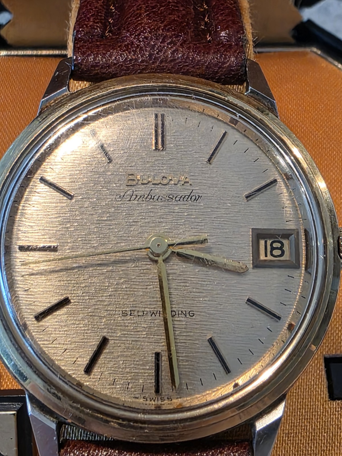Bulova Ambassador Automatic Date Silver Dial Micro Rotor Watch w/Box