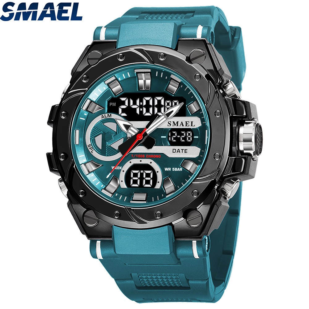 SMAEL Men Digital Sport Watch Large Dial LED Alarm Wristwatch Boy Military Watct