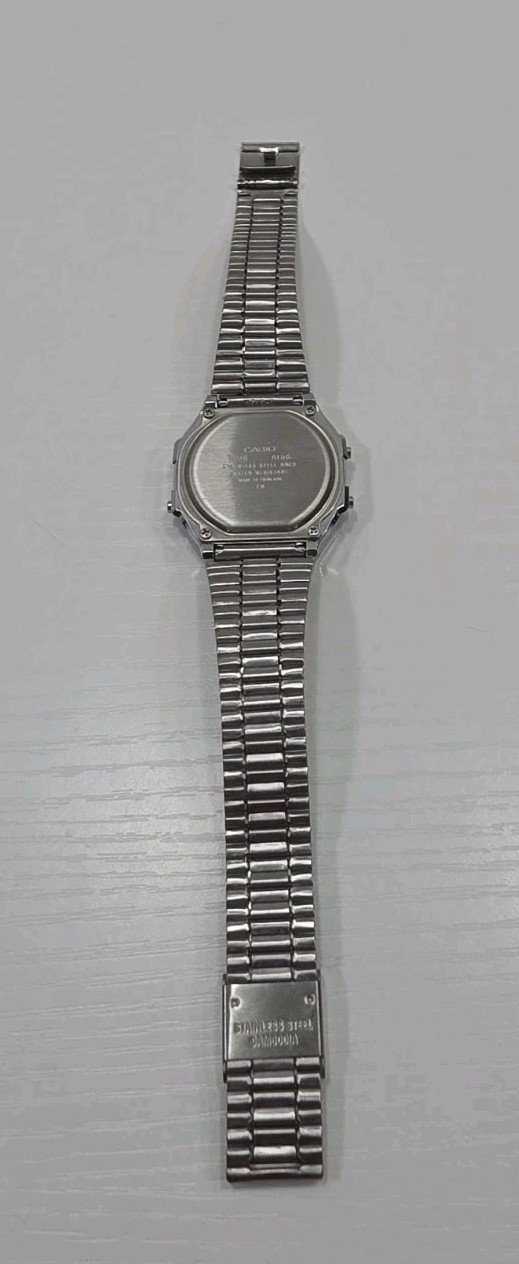 Casio A168WA-1 Men’s Stainless Steel Digital Alarm Stopwatch Watch New Battery