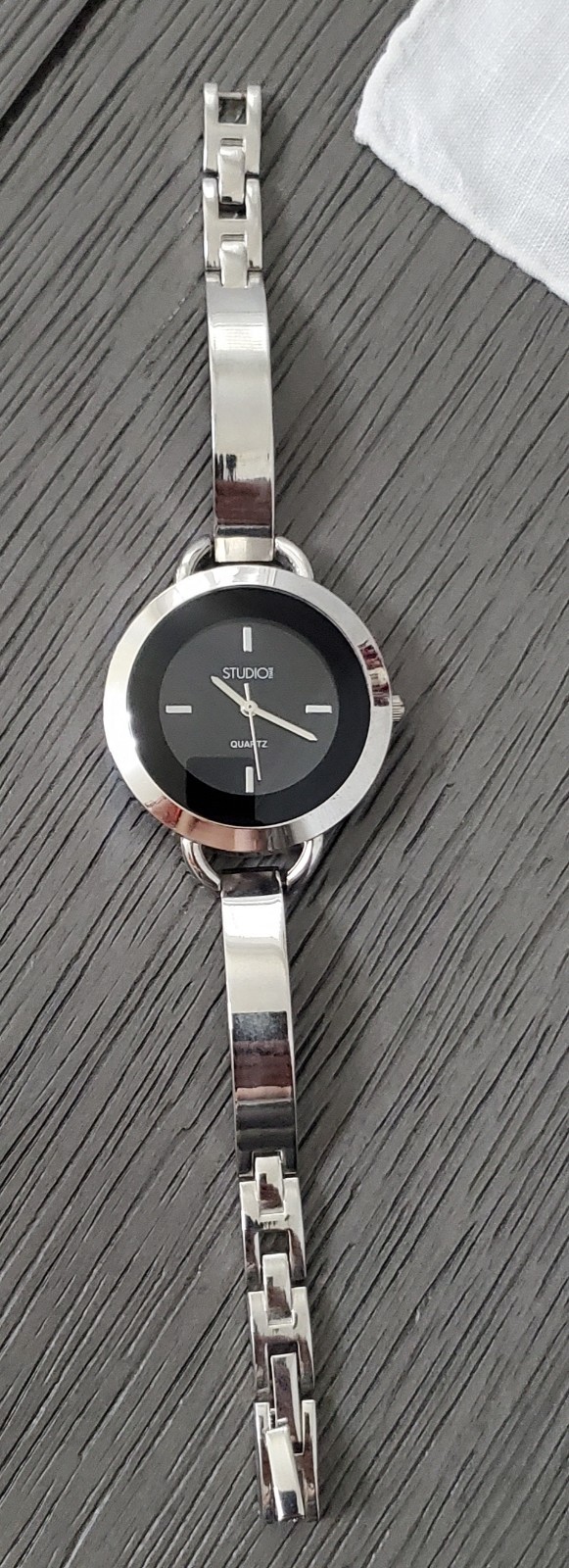 Studio Time Women’s Silver Bangle Watch Black Dial Round STD3584W PC21